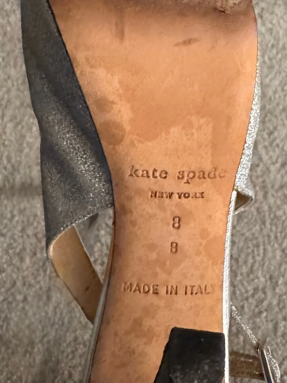 Kate Spade Silver Glitter Peep-Toe Slingback Heels